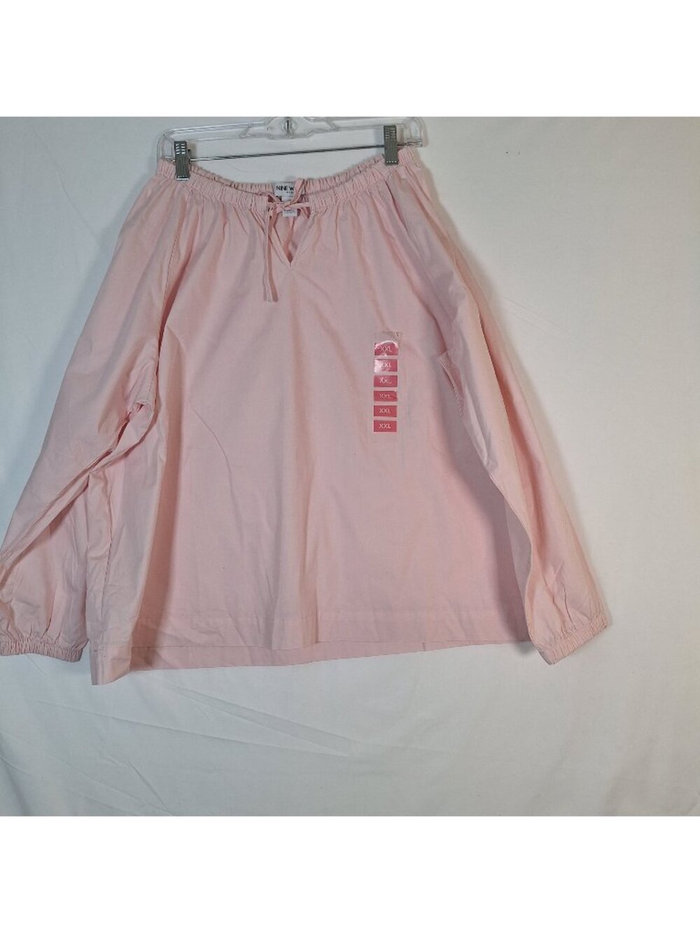 NWT Pink Tie 100% Cotton Long Sleeve blouse size XXL
